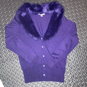 Roz & ali Small purple faux fur cardigan